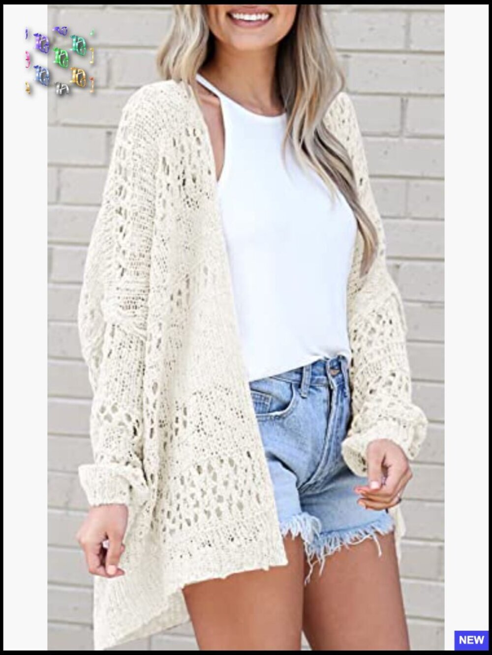 Crochet Open Front Cardigan Sweater Kimono Oversized Boho Long Sleeve - Picture 2 of 7
